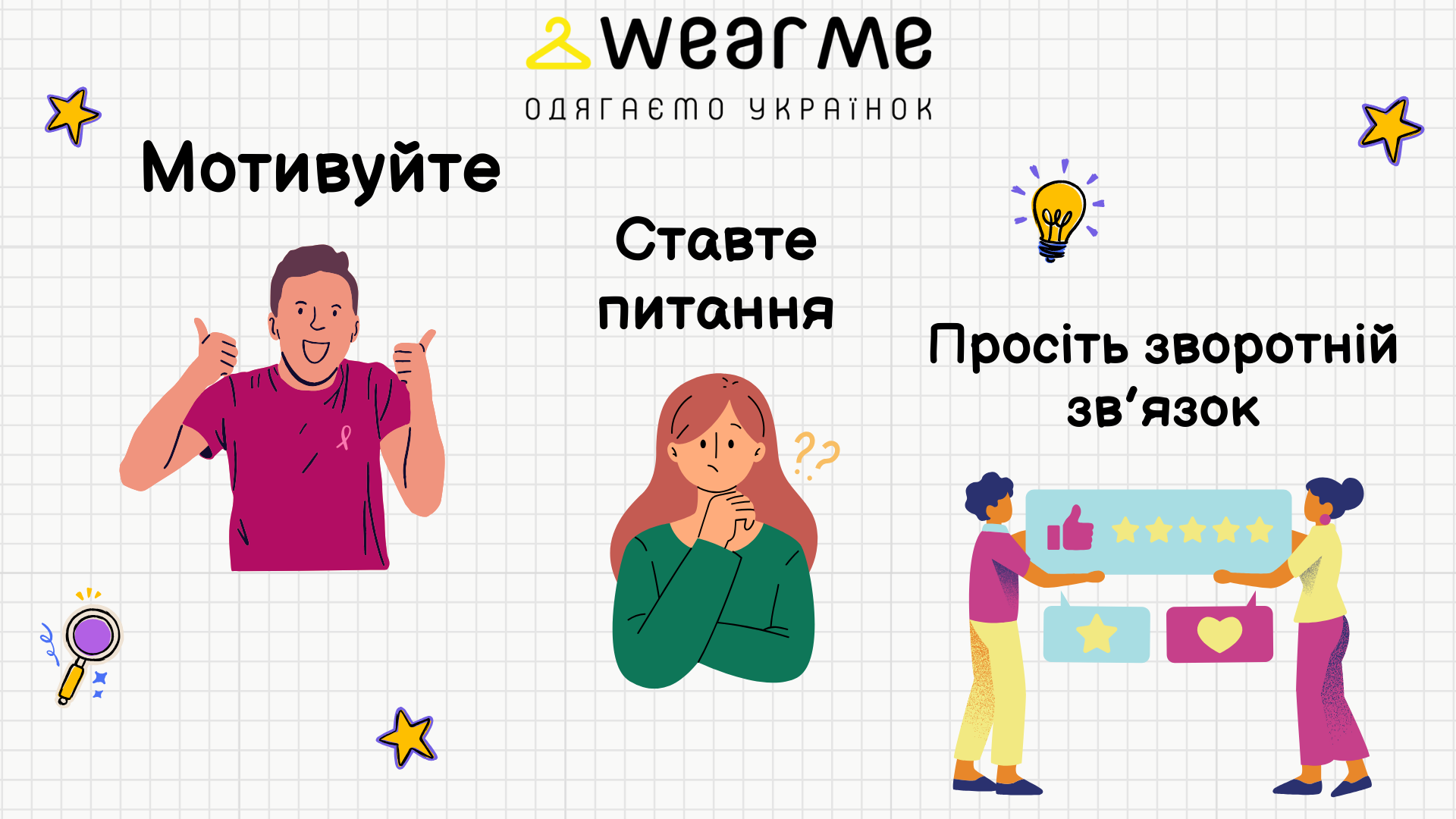 Мотивуйте та просіть зворотній зв'язок